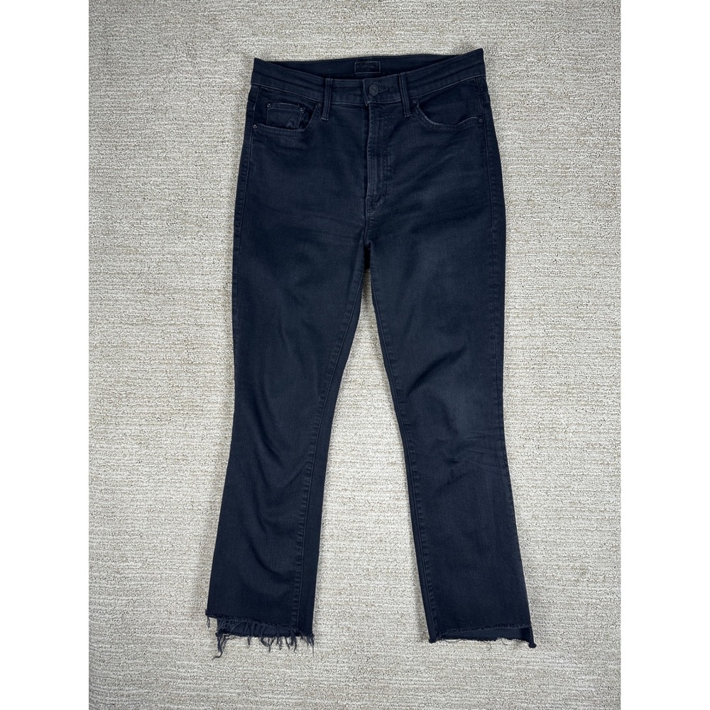 Mother The Insider Crop Step Fray Jeans Not Guilty Black High Rise Size 28